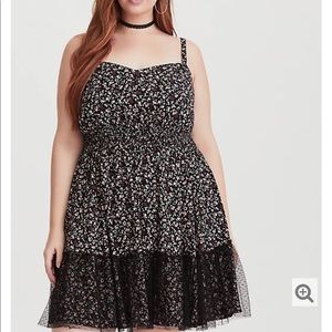 Torrid Black Floral lace overlay trim dress